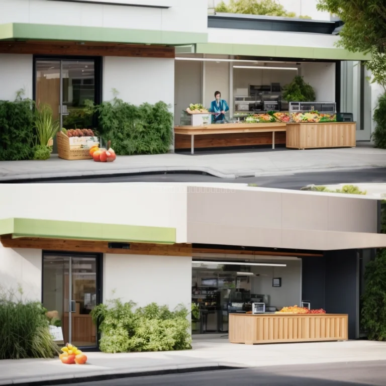 Glückliche Familie und Büroangestellte, die frische Lebensmittel von Foodallia erhalten